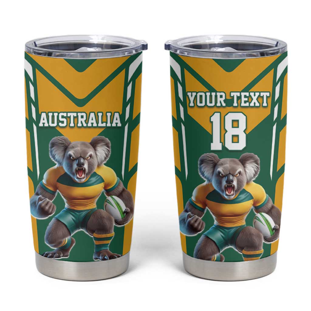 Custom Australia Rugby Tumbler Cup Koala Mascot Sporty Style - Wonder Print Shop
