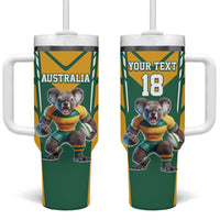Custom Australia Rugby Tumbler With Handle Koala Mascot Sporty Style - Wonder Print Shop