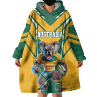 Custom Australia Rugby Wearable Blanket Hoodie Koala Mascot Sporty Style - Wonder Print Shop