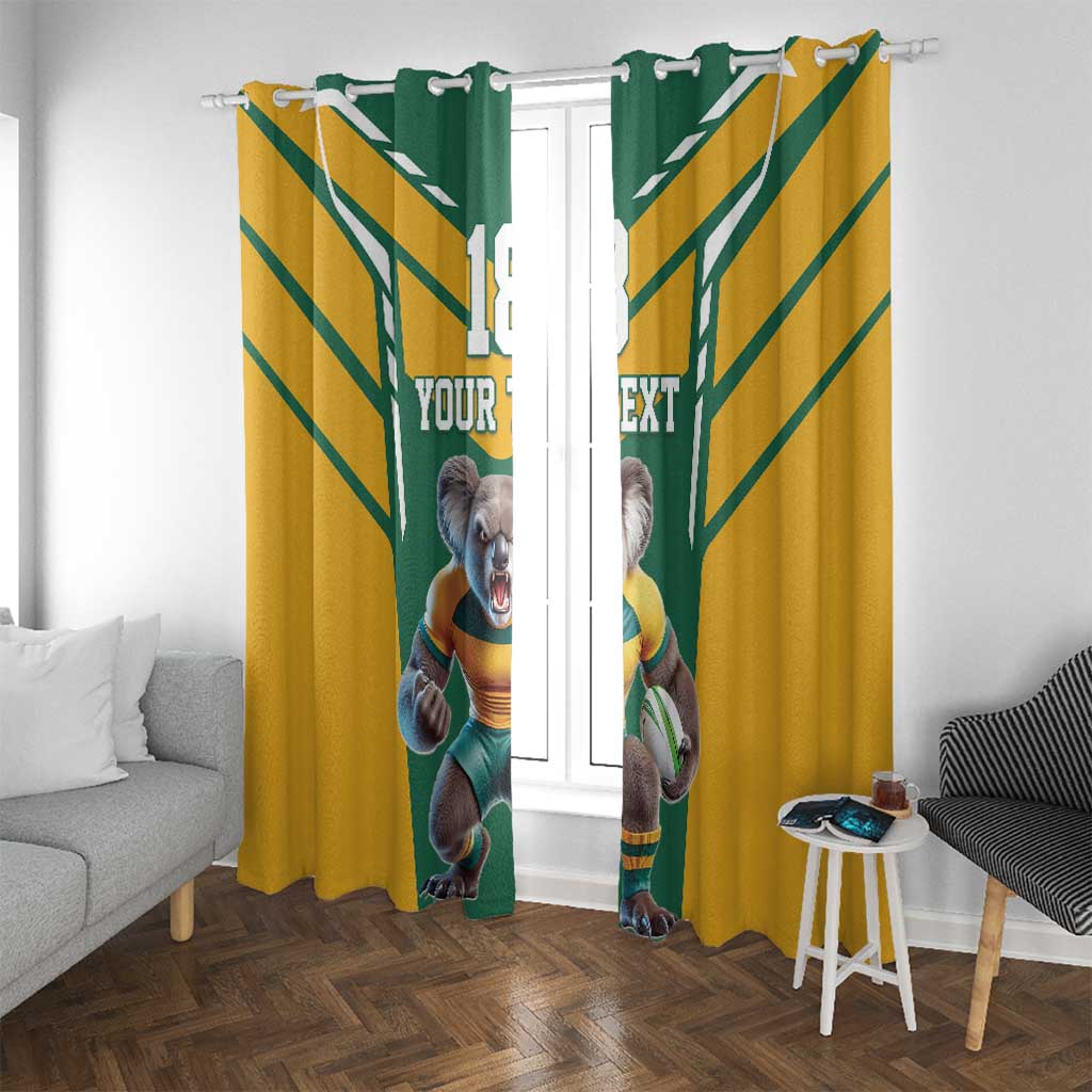 Custom Australia Rugby Window Curtain Koala Mascot Sporty Style - Wonder Print Shop