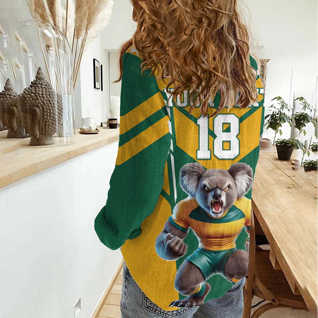 Custom Australia Rugby Women Casual Shirt Koala Mascot Sporty Style - Wonder Print Shop
