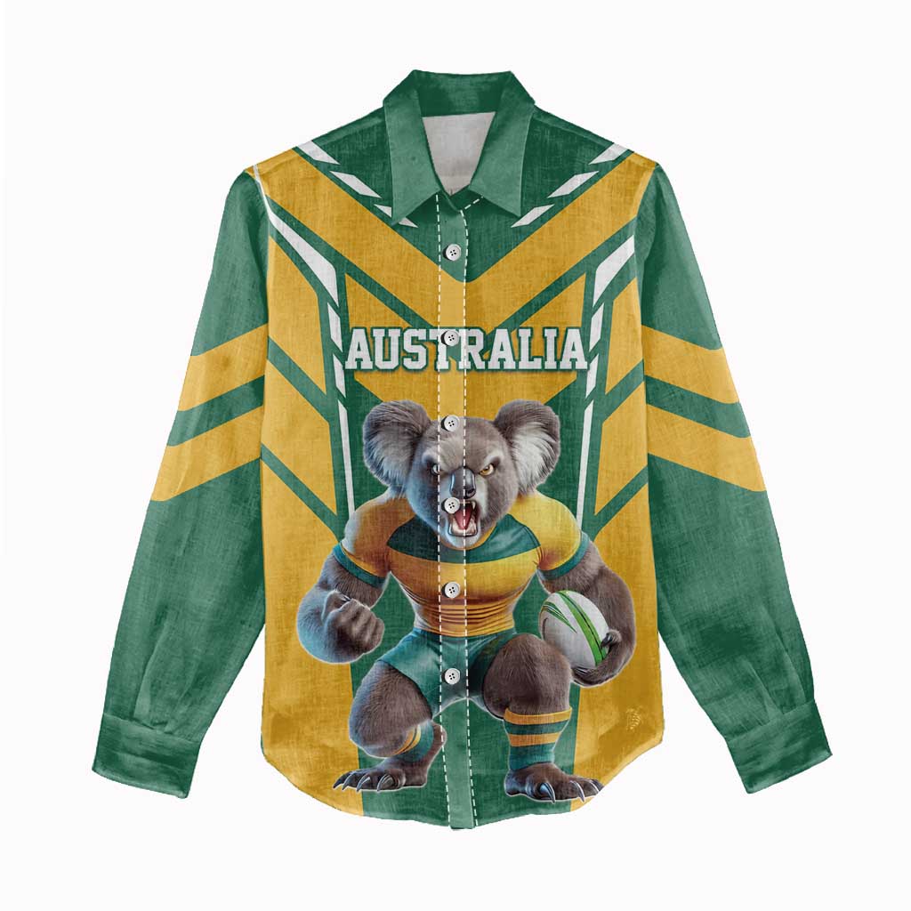 Custom Australia Rugby Women Casual Shirt Koala Mascot Sporty Style - Wonder Print Shop