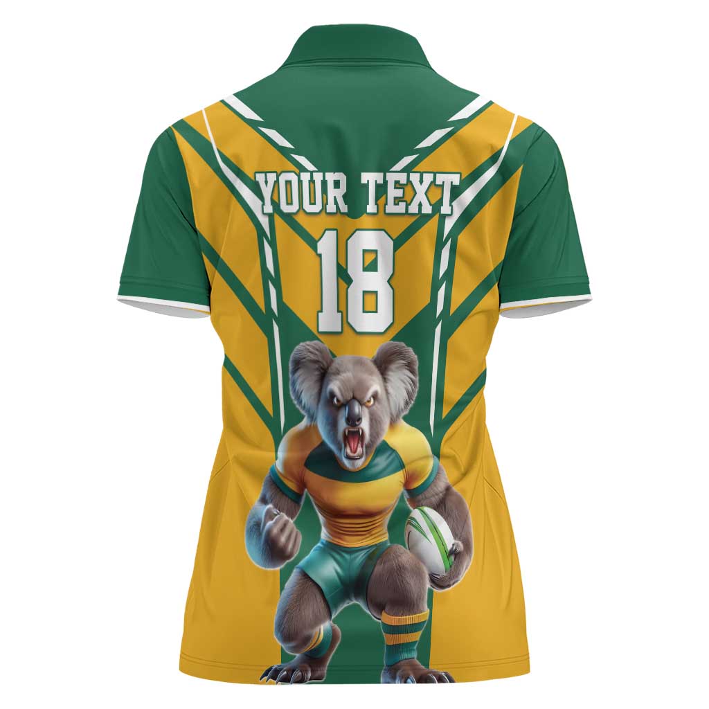 Custom Australia Rugby Women Polo Shirt Koala Mascot Sporty Style - Wonder Print Shop
