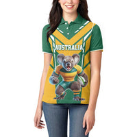 Custom Australia Rugby Women Polo Shirt Koala Mascot Sporty Style - Wonder Print Shop