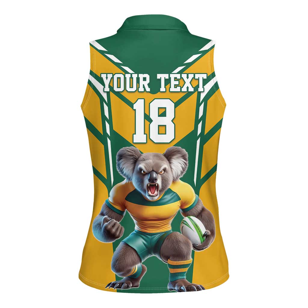 Custom Australia Rugby Women Sleeveless Polo Shirt Koala Mascot Sporty Style - Wonder Print Shop