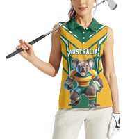 Custom Australia Rugby Women Sleeveless Polo Shirt Koala Mascot Sporty Style - Wonder Print Shop