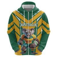 Custom Australia Rugby Zip Hoodie Koala Mascot Sporty Style - Wonder Print Shop