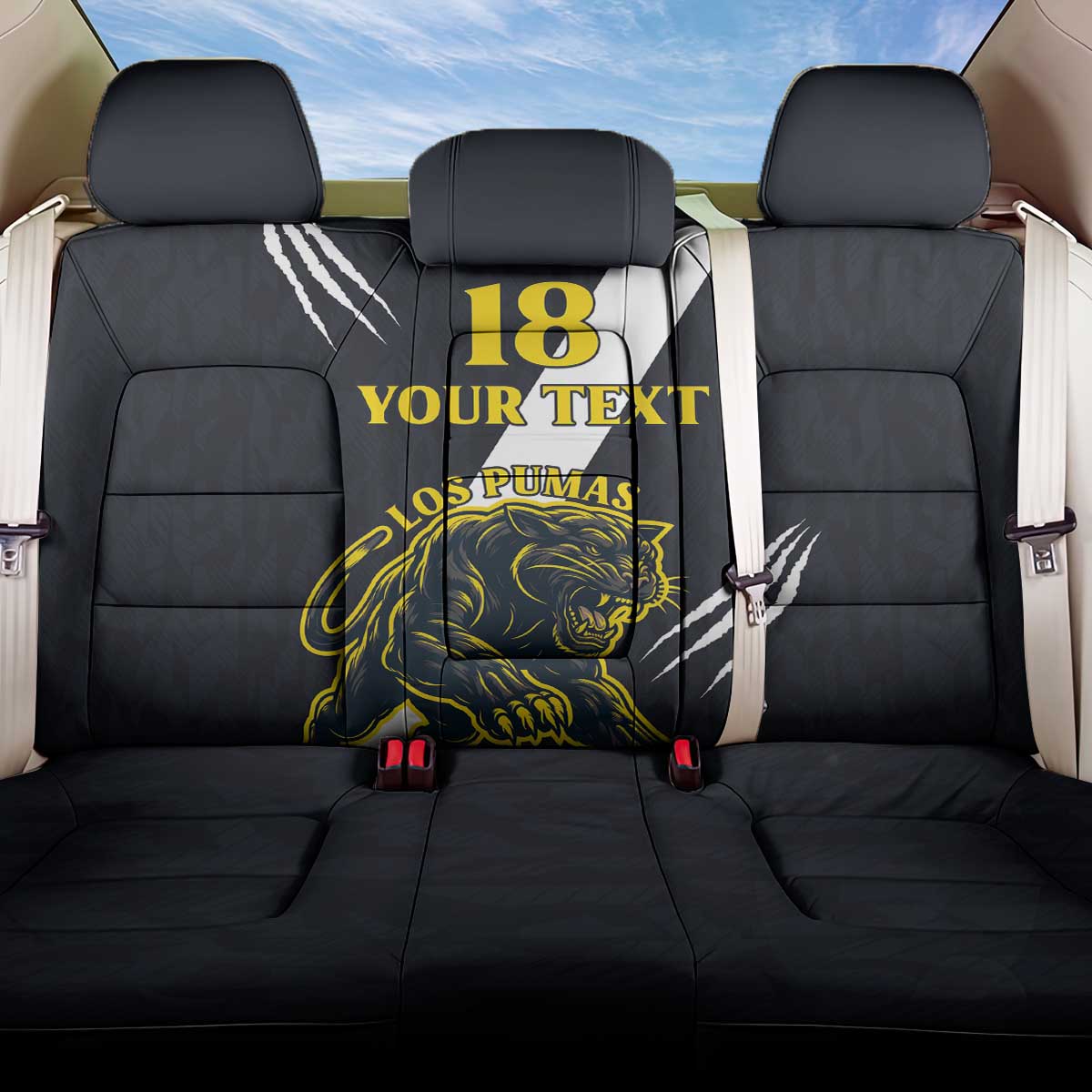 Custom Argentina Rugby Back Car Seat Cover Pumas Mascot - Wonder Print Shop