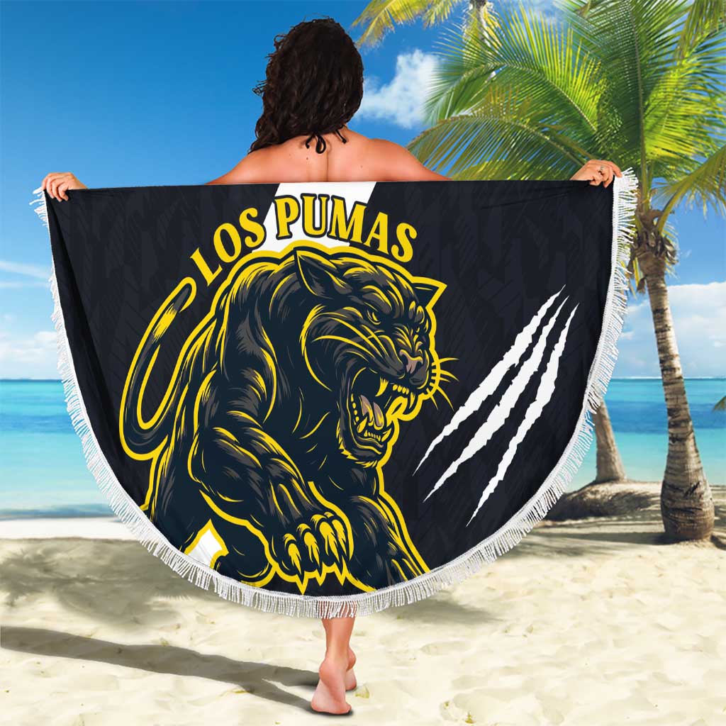 Custom Argentina Rugby Beach Blanket Pumas Mascot - Wonder Print Shop