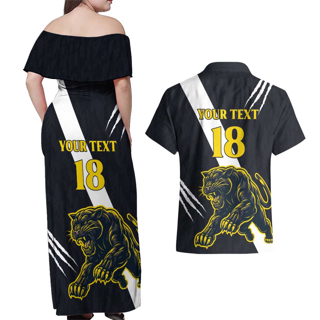 Custom Argentina Rugby Couples Matching Off Shoulder Maxi Dress and Hawaiian Shirt Pumas Mascot - Wonder Print Shop