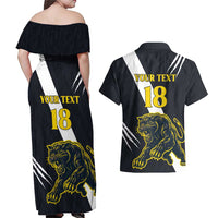 Custom Argentina Rugby Couples Matching Off Shoulder Maxi Dress and Hawaiian Shirt Pumas Mascot - Wonder Print Shop