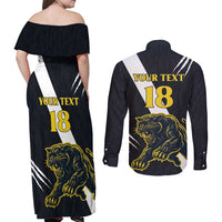 Custom Argentina Rugby Couples Matching Off Shoulder Maxi Dress and Long Sleeve Button Shirt Pumas Mascot - Wonder Print Shop