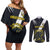 Custom Argentina Rugby Couples Matching Off Shoulder Short Dress and Long Sleeve Button Shirt Pumas Mascot - Wonder Print Shop