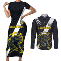 Custom Argentina Rugby Couples Matching Short Sleeve Bodycon Dress and Long Sleeve Button Shirt Pumas Mascot - Wonder Print Shop