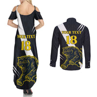 Custom Argentina Rugby Couples Matching Summer Maxi Dress and Long Sleeve Button Shirt Pumas Mascot - Wonder Print Shop