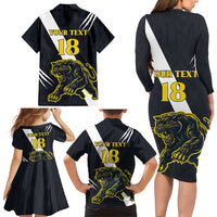 Custom Argentina Rugby Family Matching Long Sleeve Bodycon Dress and Hawaiian Shirt Pumas Mascot - Wonder Print Shop