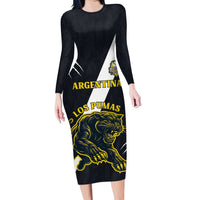 Custom Argentina Rugby Family Matching Long Sleeve Bodycon Dress and Hawaiian Shirt Pumas Mascot - Wonder Print Shop