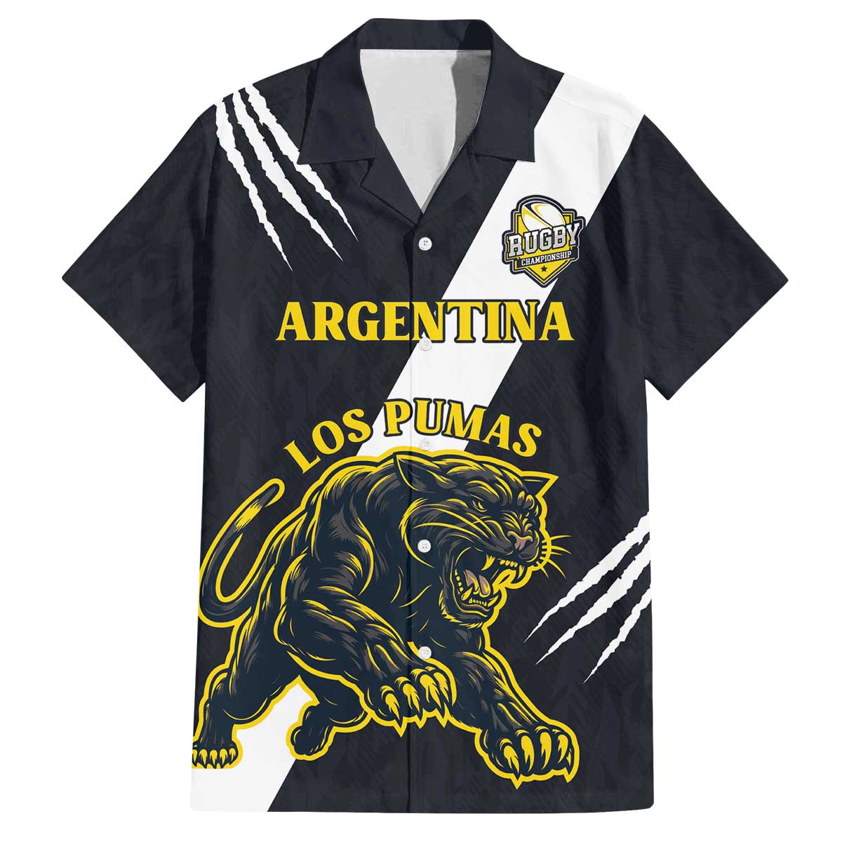 Custom Argentina Rugby Family Matching Off The Shoulder Long Sleeve Dress and Hawaiian Shirt Pumas Mascot - Wonder Print Shop