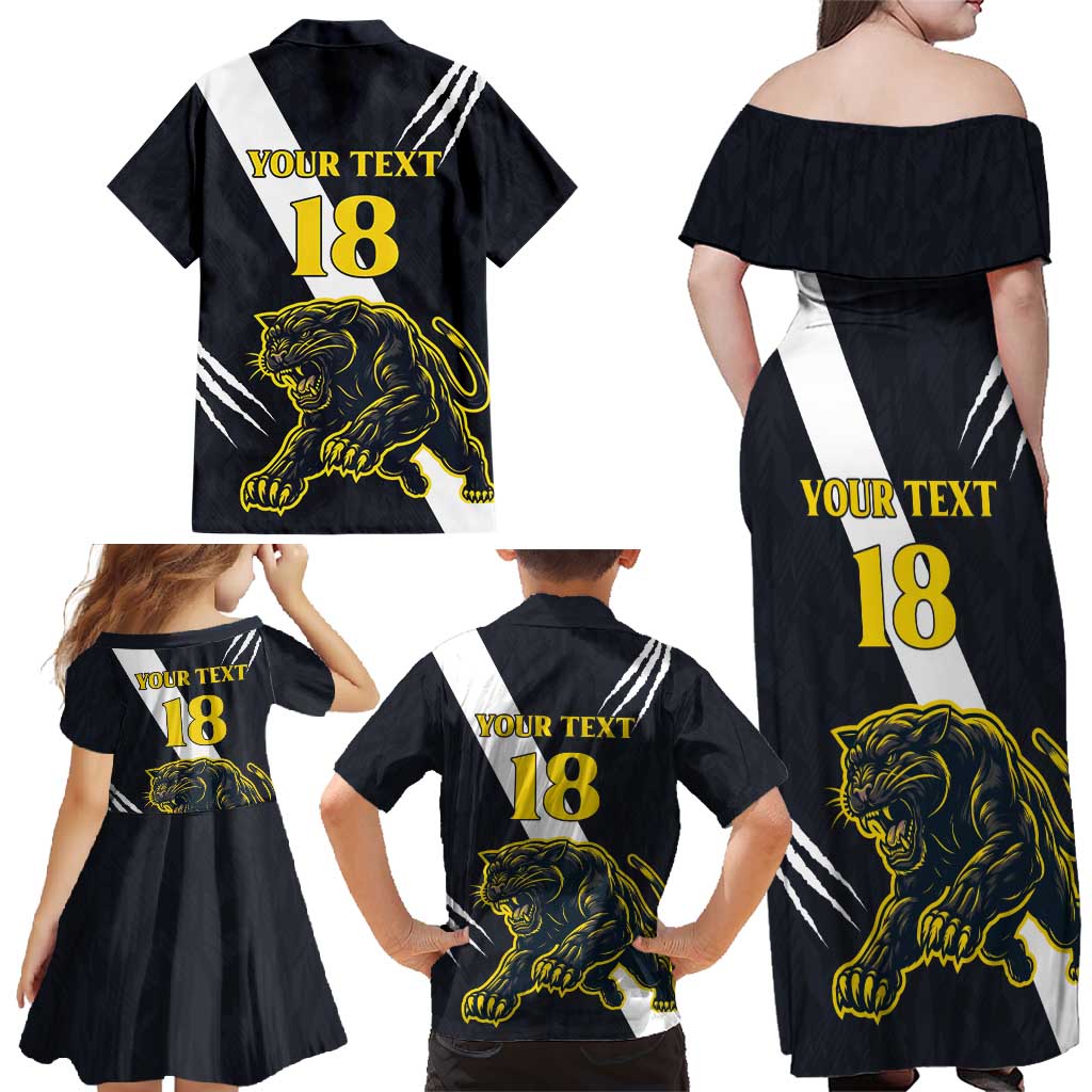Custom Argentina Rugby Family Matching Off Shoulder Maxi Dress and Hawaiian Shirt Pumas Mascot - Wonder Print Shop