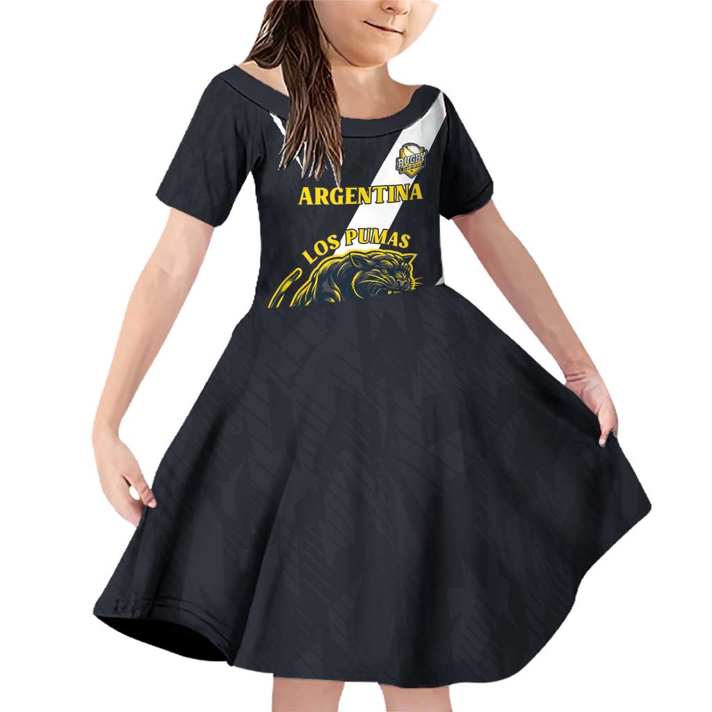 Custom Argentina Rugby Family Matching Off Shoulder Short Dress and Hawaiian Shirt Pumas Mascot - Wonder Print Shop