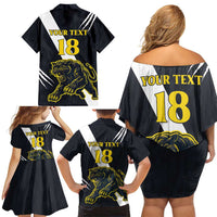 Custom Argentina Rugby Family Matching Off Shoulder Short Dress and Hawaiian Shirt Pumas Mascot - Wonder Print Shop