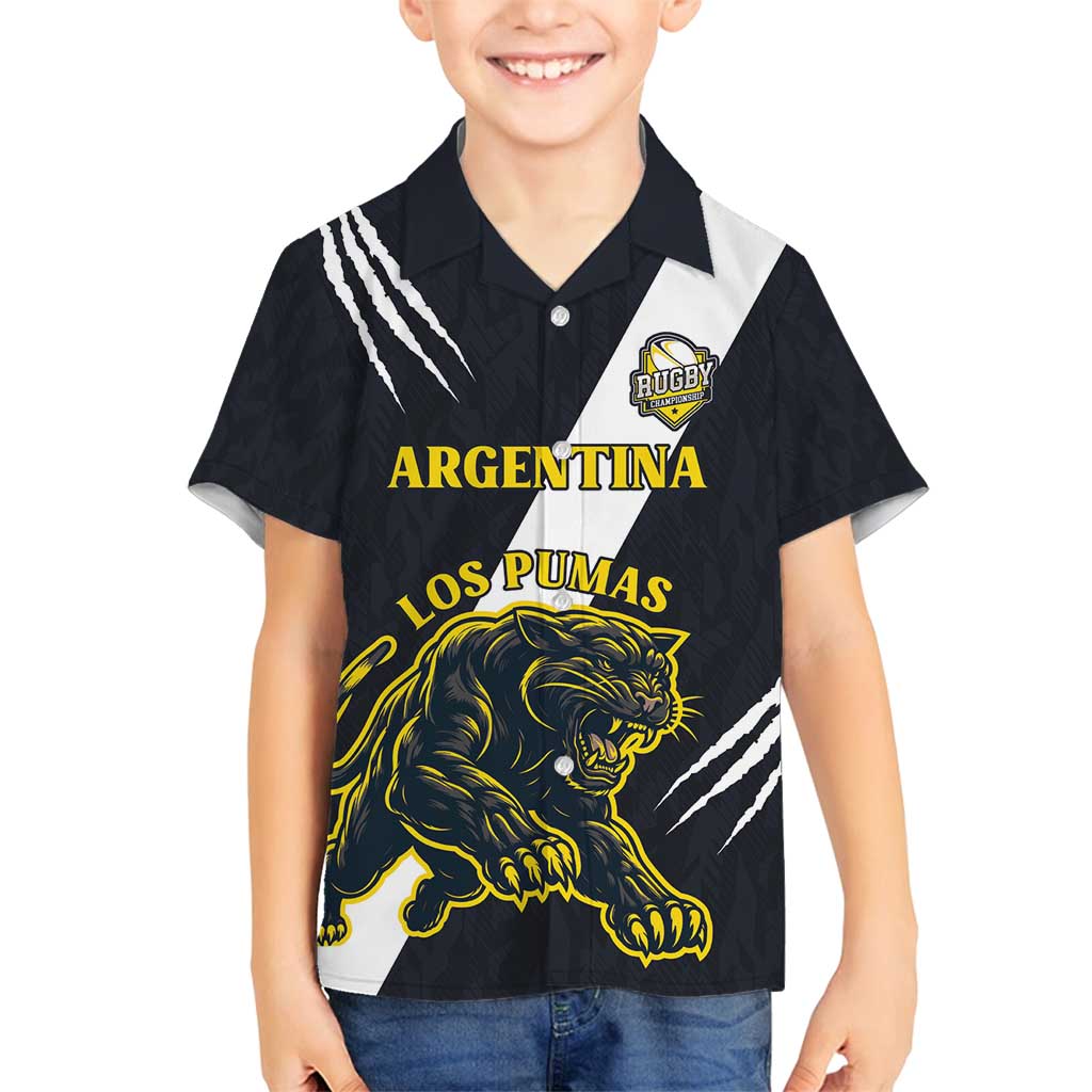 Custom Argentina Rugby Family Matching Off Shoulder Short Dress and Hawaiian Shirt Pumas Mascot - Wonder Print Shop
