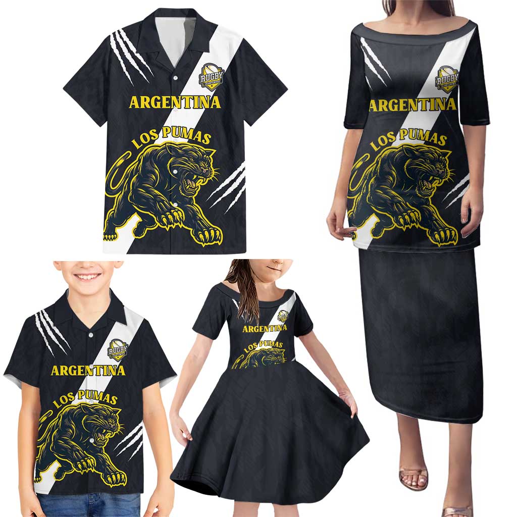 Custom Argentina Rugby Family Matching Puletasi and Hawaiian Shirt Pumas Mascot - Wonder Print Shop