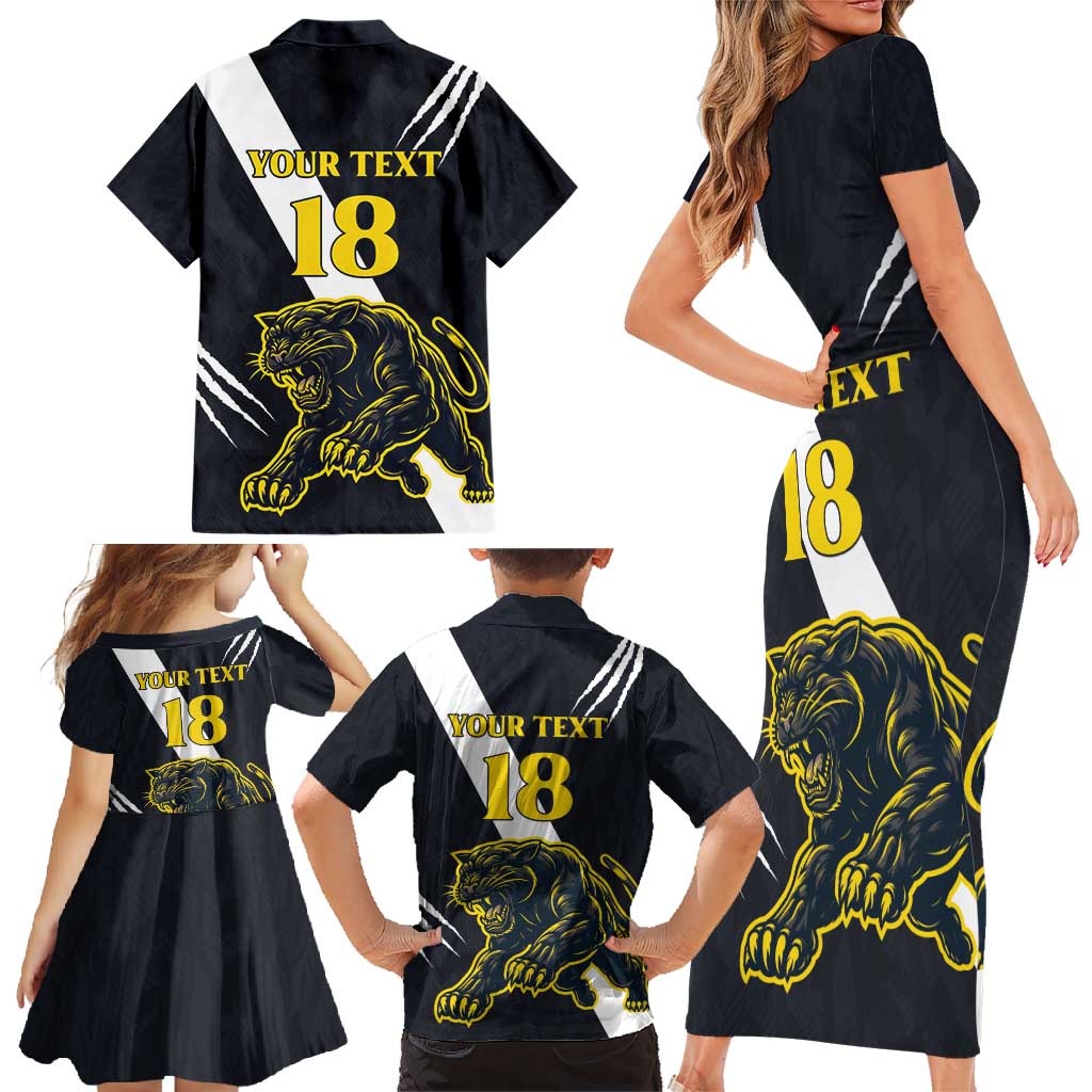 Custom Argentina Rugby Family Matching Short Sleeve Bodycon Dress and Hawaiian Shirt Pumas Mascot - Wonder Print Shop