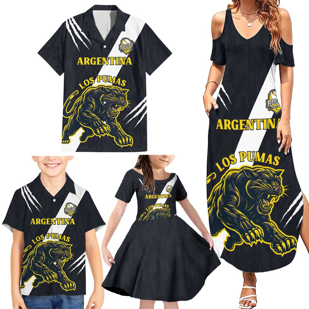 Custom Argentina Rugby Family Matching Summer Maxi Dress and Hawaiian Shirt Pumas Mascot - Wonder Print Shop