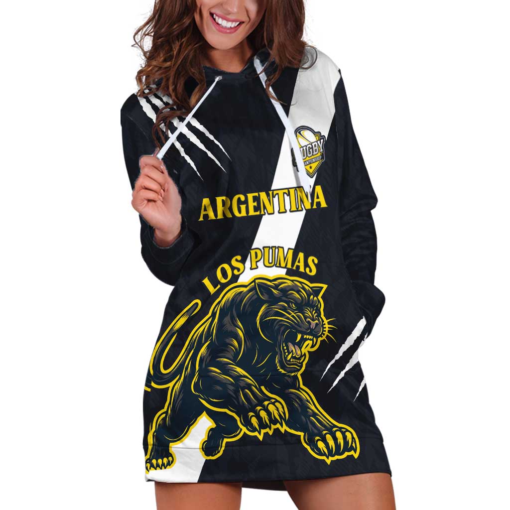 Custom Argentina Rugby Hoodie Dress Pumas Mascot - Wonder Print Shop