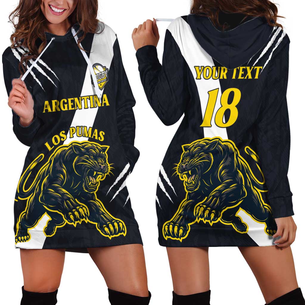 Custom Argentina Rugby Hoodie Dress Pumas Mascot - Wonder Print Shop