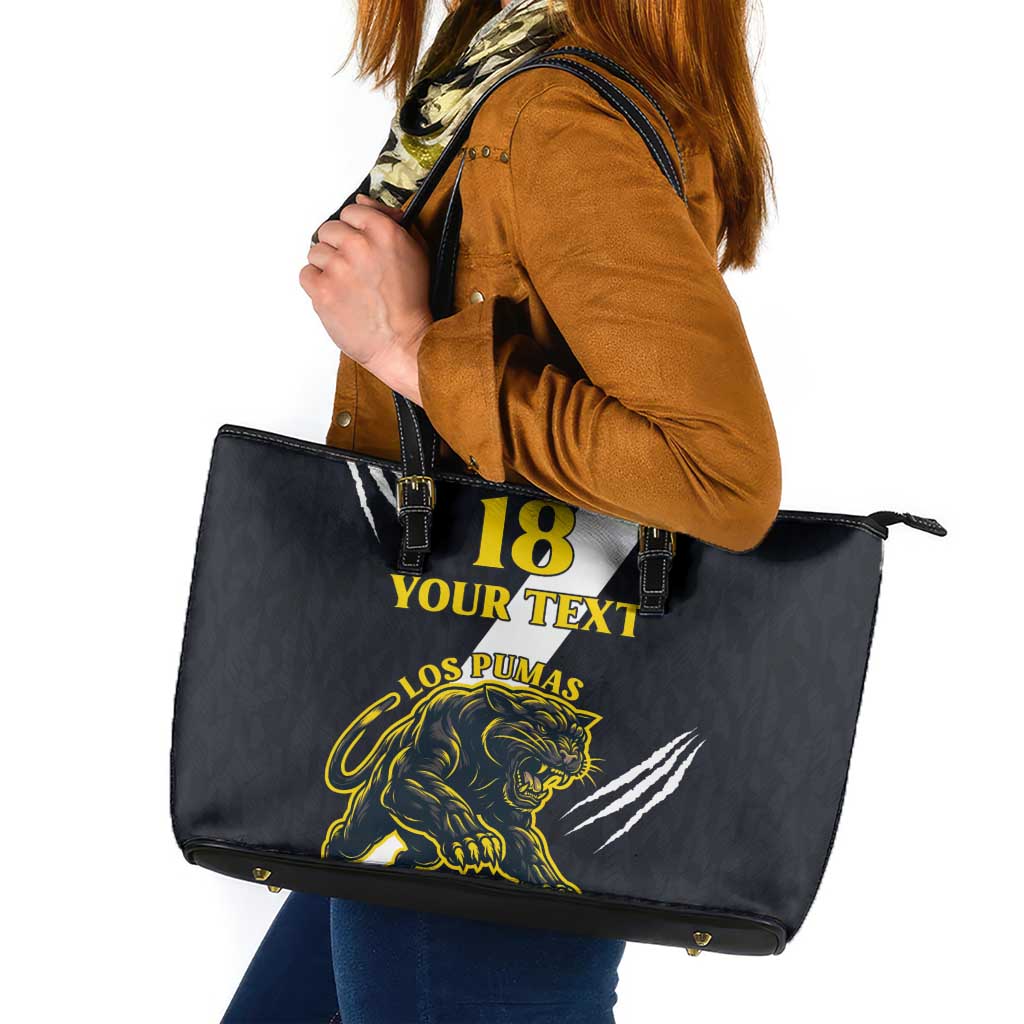 Custom Argentina Rugby Leather Tote Bag Pumas Mascot - Wonder Print Shop