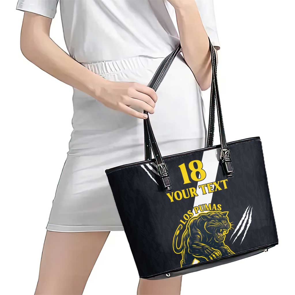 Custom Argentina Rugby Leather Tote Bag Pumas Mascot - Wonder Print Shop