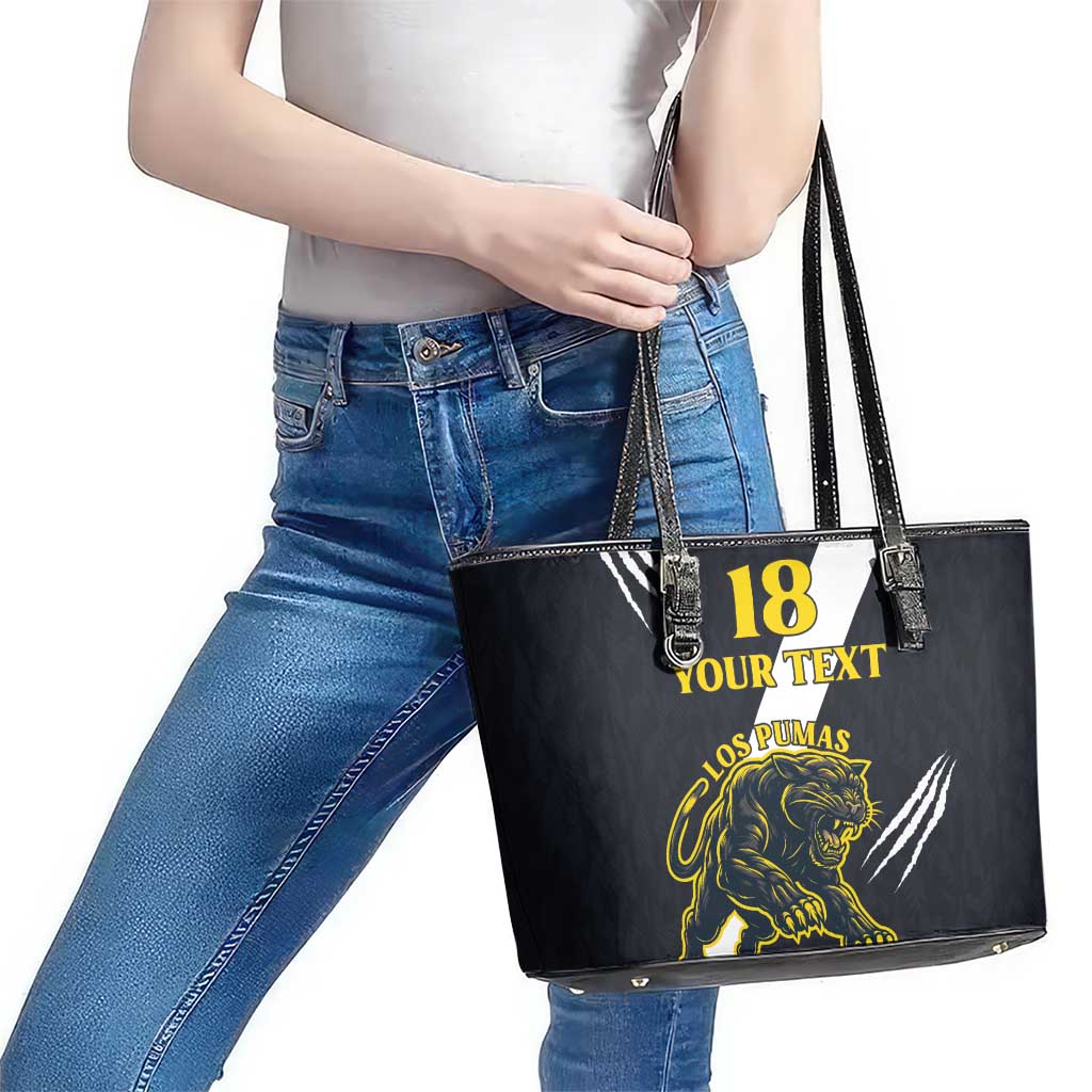 Custom Argentina Rugby Leather Tote Bag Pumas Mascot - Wonder Print Shop