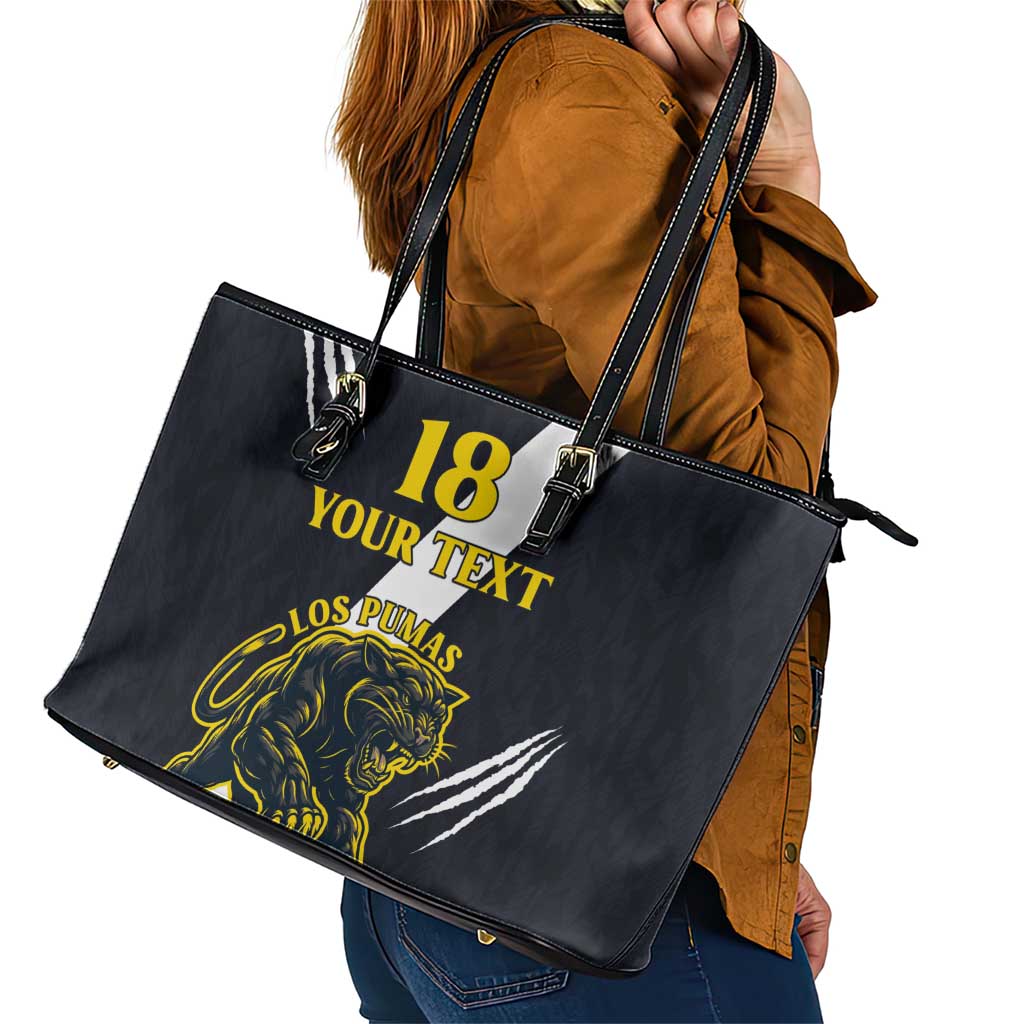 Custom Argentina Rugby Leather Tote Bag Pumas Mascot - Wonder Print Shop