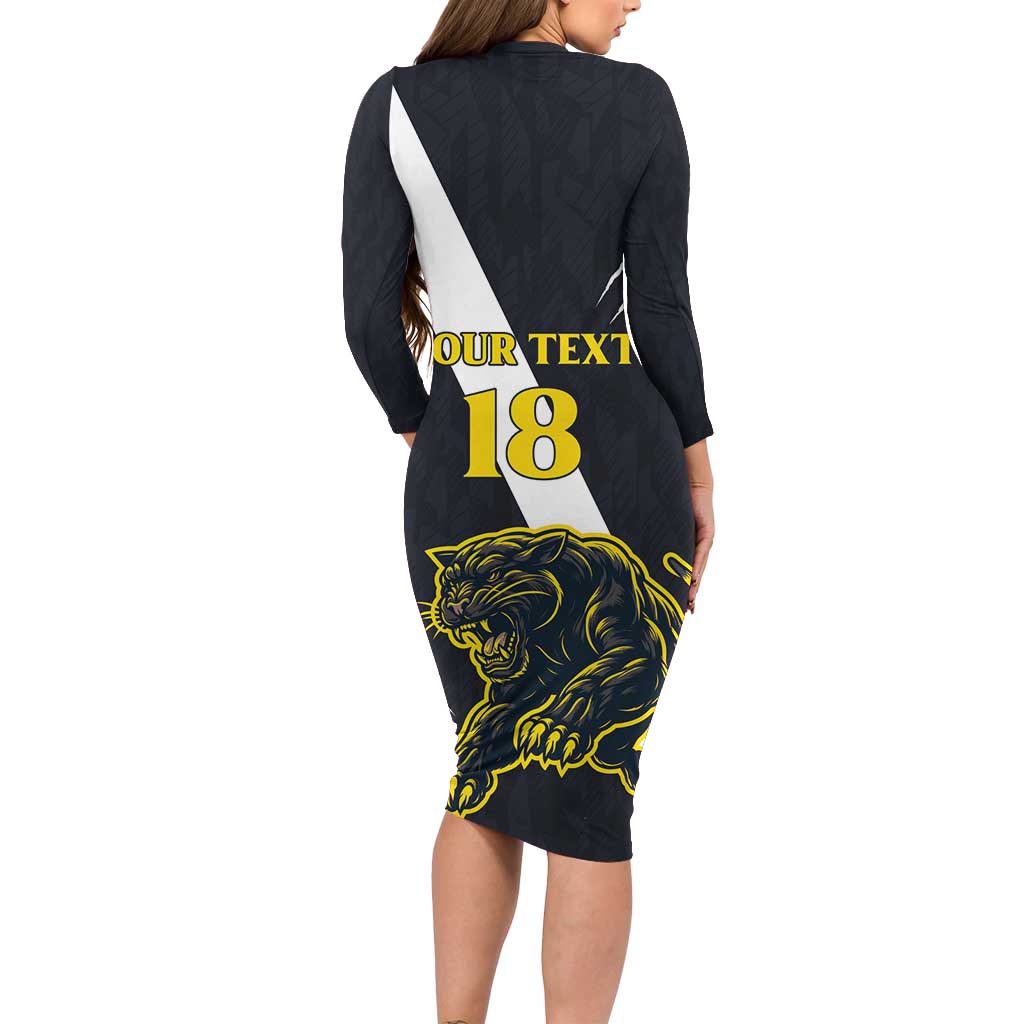 Custom Argentina Rugby Long Sleeve Bodycon Dress Pumas Mascot - Wonder Print Shop
