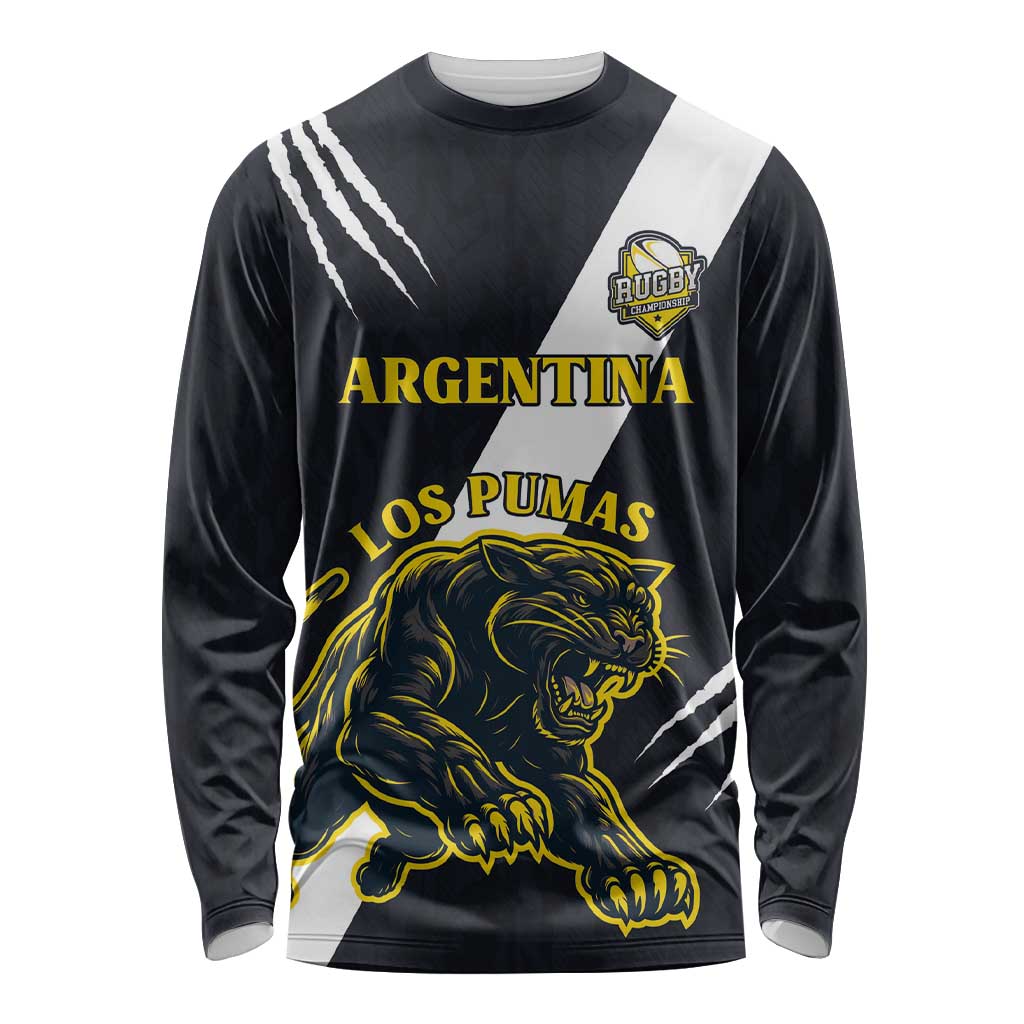 Custom Argentina Rugby Long Sleeve Shirt Pumas Mascot - Wonder Print Shop