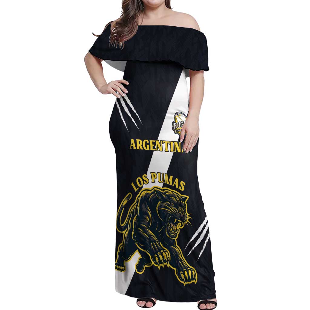 Custom Argentina Rugby Off Shoulder Maxi Dress Pumas Mascot - Wonder Print Shop