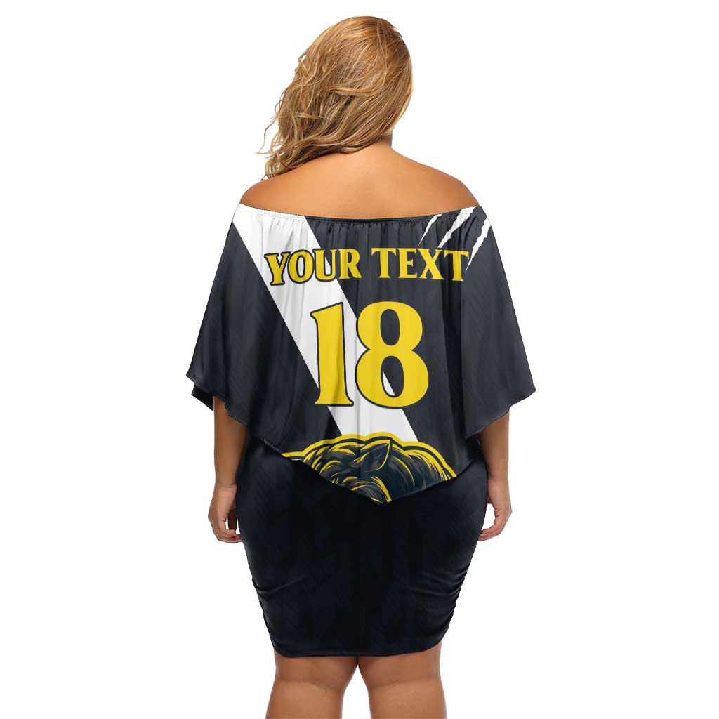 Custom Argentina Rugby Off Shoulder Short Dress Pumas Mascot - Wonder Print Shop