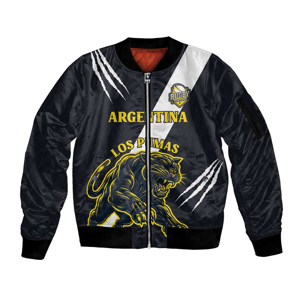 Custom Argentina Rugby Sleeve Zip Bomber Jacket Pumas Mascot - Wonder Print Shop
