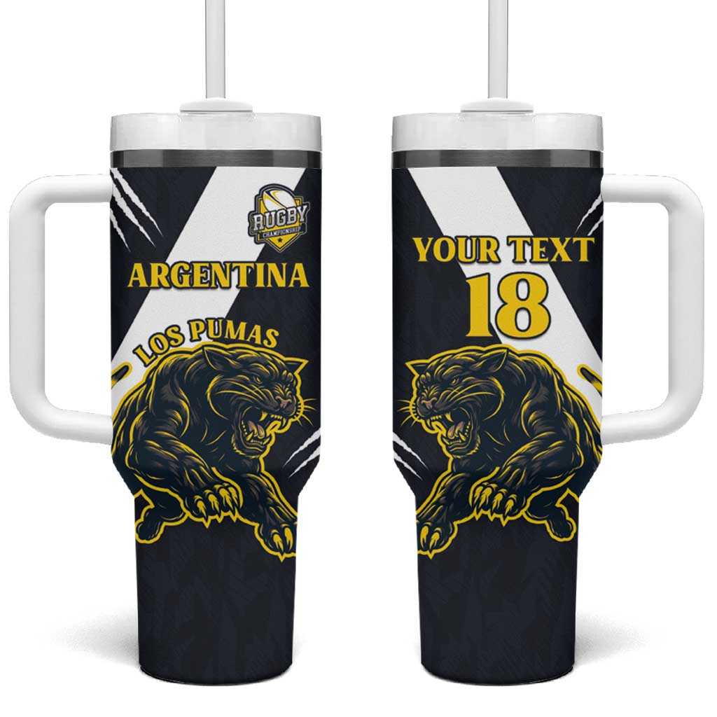 Custom Argentina Rugby Tumbler With Handle Pumas Mascot - Wonder Print Shop