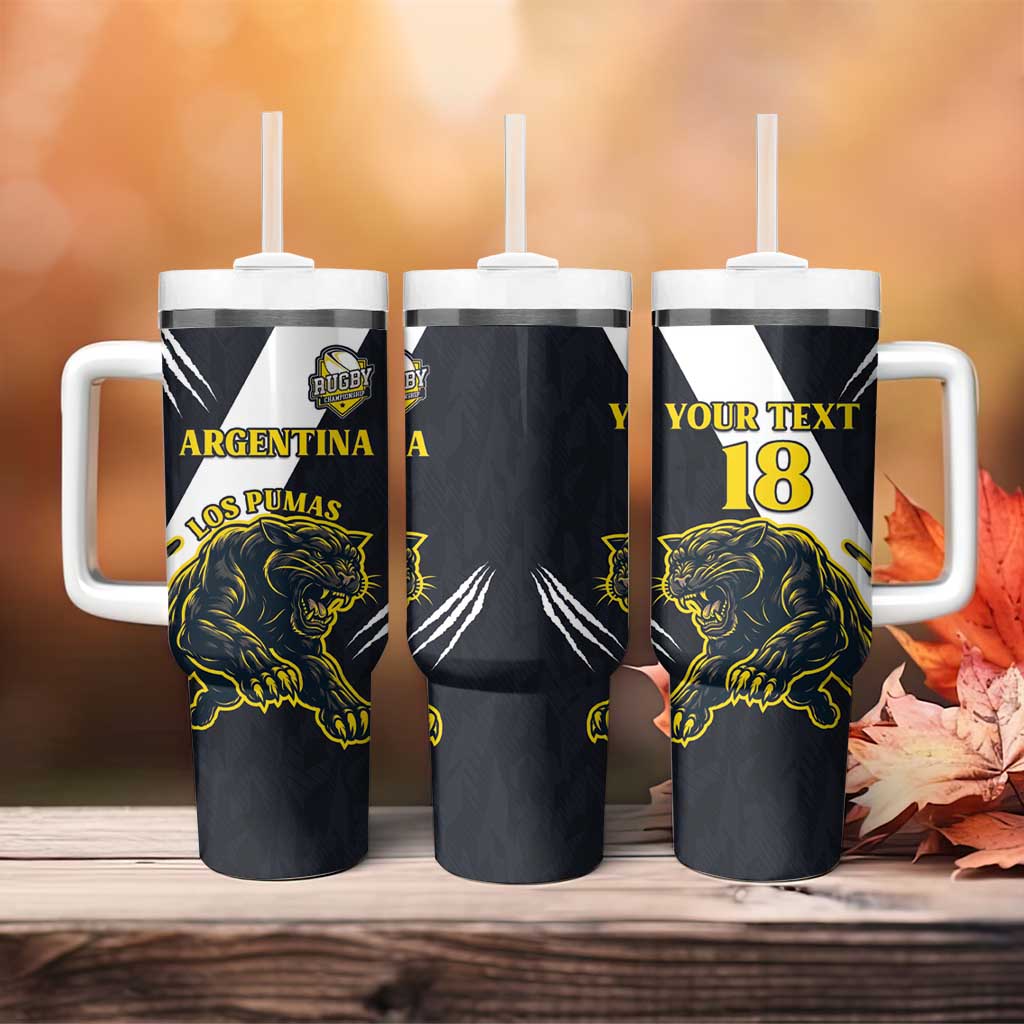 Custom Argentina Rugby Tumbler With Handle Pumas Mascot - Wonder Print Shop
