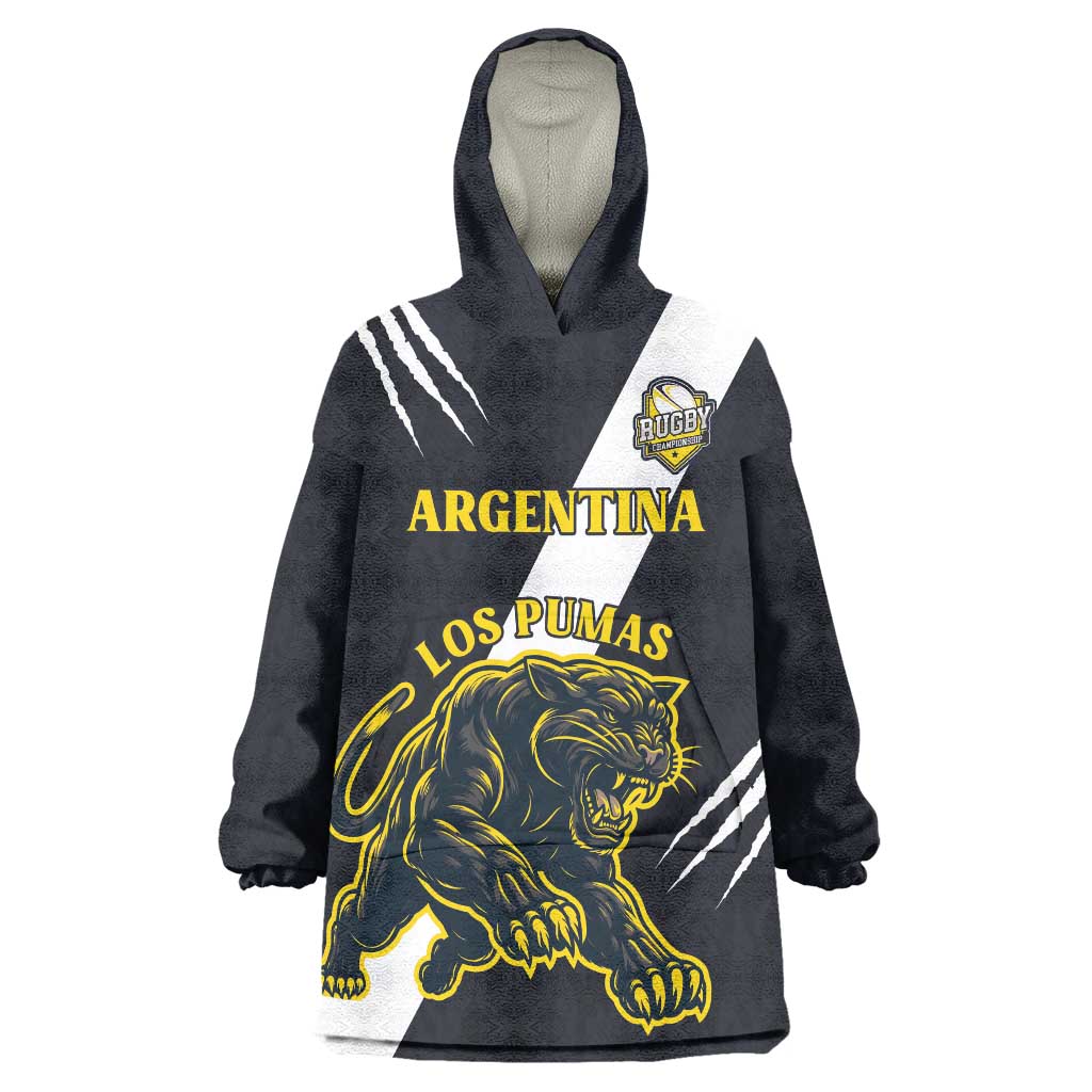 Custom Argentina Rugby Wearable Blanket Hoodie Pumas Mascot - Wonder Print Shop