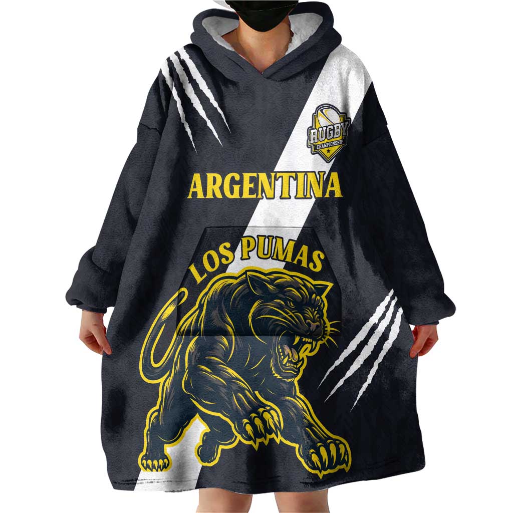Custom Argentina Rugby Wearable Blanket Hoodie Pumas Mascot - Wonder Print Shop