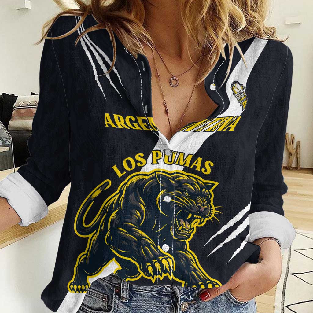 Custom Argentina Rugby Women Casual Shirt Pumas Mascot - Wonder Print Shop