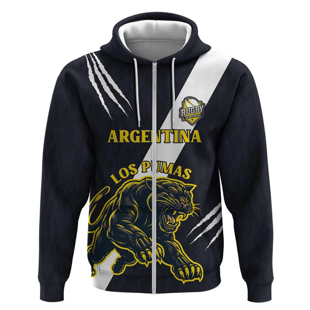 Custom Argentina Rugby Zip Hoodie Pumas Mascot - Wonder Print Shop
