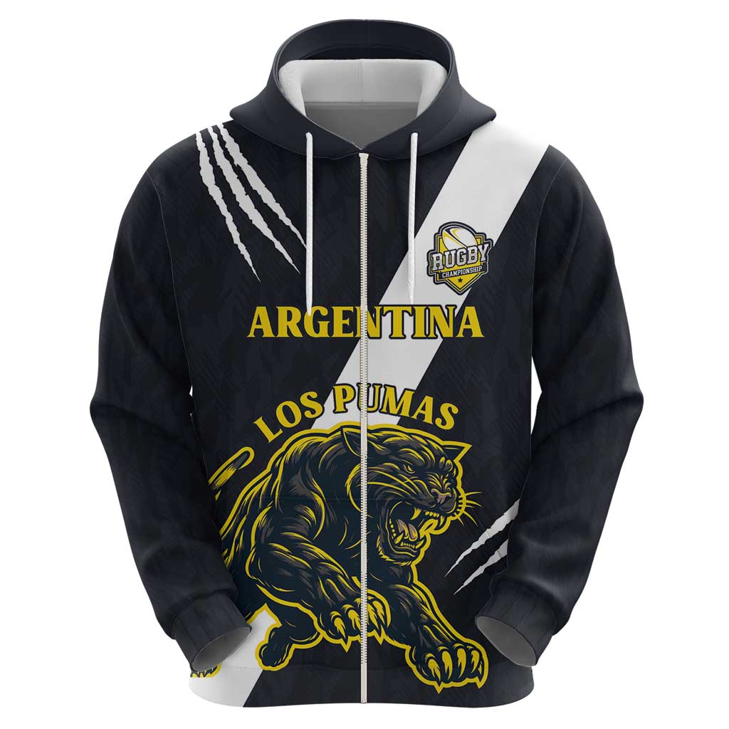 Custom Argentina Rugby Zip Hoodie Pumas Mascot - Wonder Print Shop