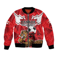 Custom Canada Football Bomber Jacket Beavers Mascot - Wonder Print Shop