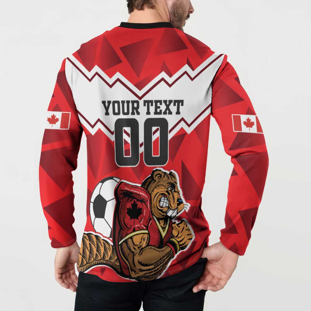 Custom Canada Football Button Sweatshirt Beavers Mascot - Wonder Print Shop
