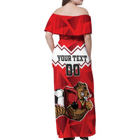 Custom Canada Football Family Matching Off Shoulder Maxi Dress and Hawaiian Shirt Beavers Mascot - Wonder Print Shop